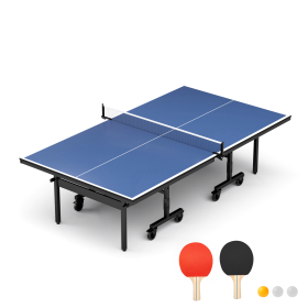 Table Tennis Table - 15mm Professional MDF Indoor Table Tennis Table with Table Tennis Net and Bats etc. Quick Assembly, Single Training Table, 108"L