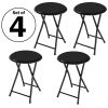 Folding Bar Stools‚ÄìSet of 4, 18-inch Stools - 300lb Capacity and Padded Seats (Black)