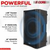 5 Core Karaoke Machine 150W Big Bluetooth PA System Powered DJ Singing Party Speaker w 2 Wireless Microphones Portable Large Professional Outdoor Soun