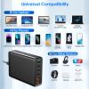 200W Fast Wall Charger with 6 Charging Ports Desktop USB Charging Station PD45W 2.4A GaN Power Adapter Fit for IOSPhone 14 13 12 11 Samsung S22 S21 Sw