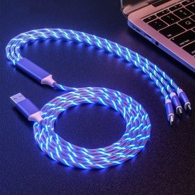 1.2m/3.9ft 3In1 LED Flowing Light Charging USB Cable For IPhone Android Type-C (Color: Red, size: 1.2m (3.94ft))