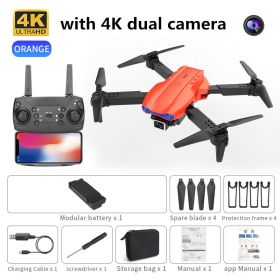 new K3 drone 4K HD dual camera foldable height keeps drone WiFi FPV 1080p real-time transmission RC Quadcopter toy PK sg906 pro (Color: orange dual camera, Ships From: China)