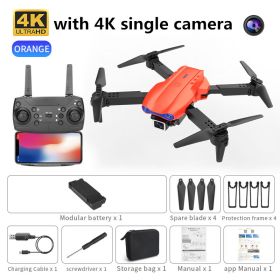 new K3 drone 4K HD dual camera foldable height keeps drone WiFi FPV 1080p real-time transmission RC Quadcopter toy PK sg906 pro (Color: orange single camera, Ships From: China)