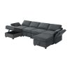 109*54.7" Chenille Modular Sectional Sofa,U Shaped Couch with Adjustable Armrests and Backrests,6 Seat Reversible Sofa Bed with Storage Seats for Livi