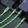 1.2m/3.9ft 3In1 LED Flowing Light Charging USB Cable For IPhone Android Type-C