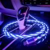 1.2m/3.9ft 3In1 LED Flowing Light Charging USB Cable For IPhone Android Type-C