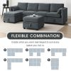 109*54.7" Chenille Modular Sectional Sofa,U Shaped Couch with Adjustable Armrests and Backrests,6 Seat Reversible Sofa Bed with Storage Seats for Livi