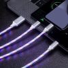 1.2m/3.9ft 3In1 LED Flowing Light Charging USB Cable For IPhone Android Type-C