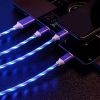 1.2m/3.9ft 3In1 LED Flowing Light Charging USB Cable For IPhone Android Type-C