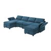 109*54.7" Chenille Modular Sectional Sofa,U Shaped Couch with Adjustable Armrests and Backrests,6 Seat Reversible Sofa Bed with Storage Seats for Livi